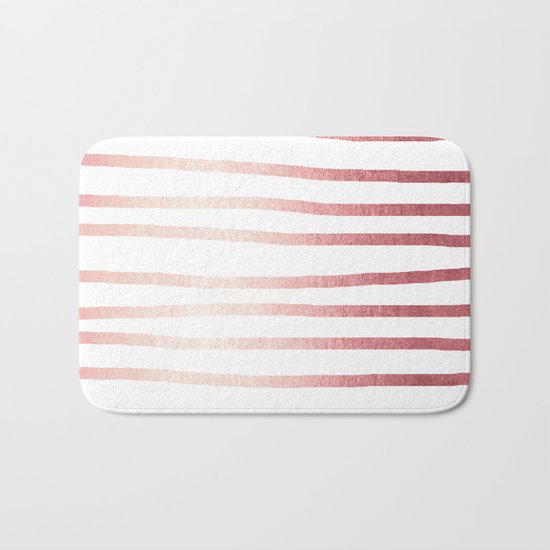 Simply Drawn Stripes Rose Gold Twilight Bath Mat