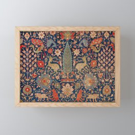 17th Century Persian Rug Print with Animals Framed Mini Art Print