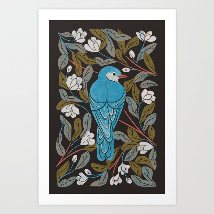 Bluebird and Apple Blossoms Art Print