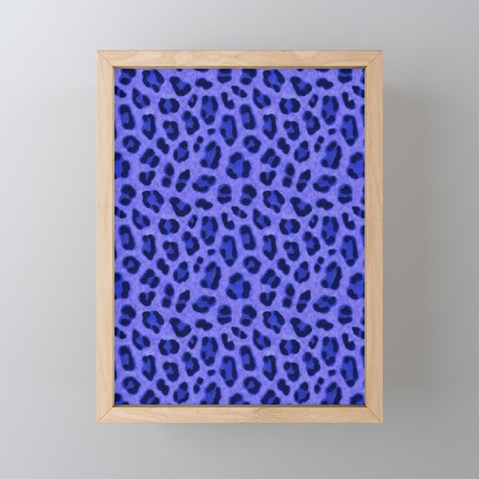 Lavender Blue Leopard Animal Print Skin Pattern Framed Mini Art Print