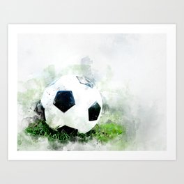 Watercolor soccer ball Art Print