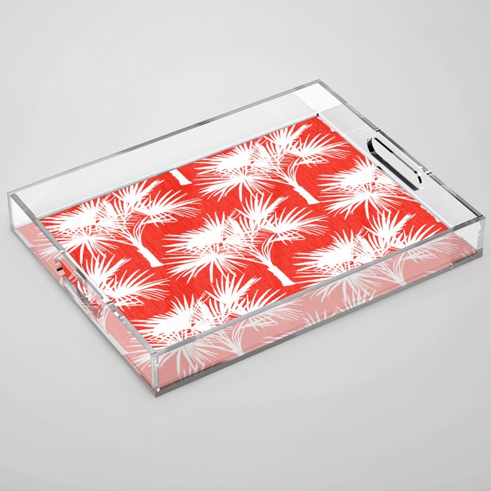 70’s Palm Springs Trees White on Red Acrylic Tray