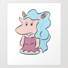 Uni the Unicorn Cute Character (majestic blue) Art Print