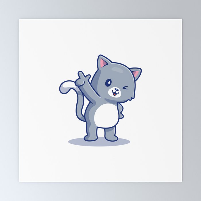 Cute Cat Gaming Icon Illustration Animal Game Icon Concept Isolated Flat  Cartoon Style Art Print by ABRIANA