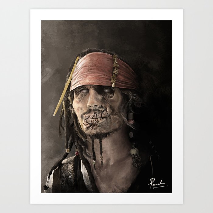 Capitan Jack Sparrow (as a zombie) - Pirates of the Caribbean Art Print