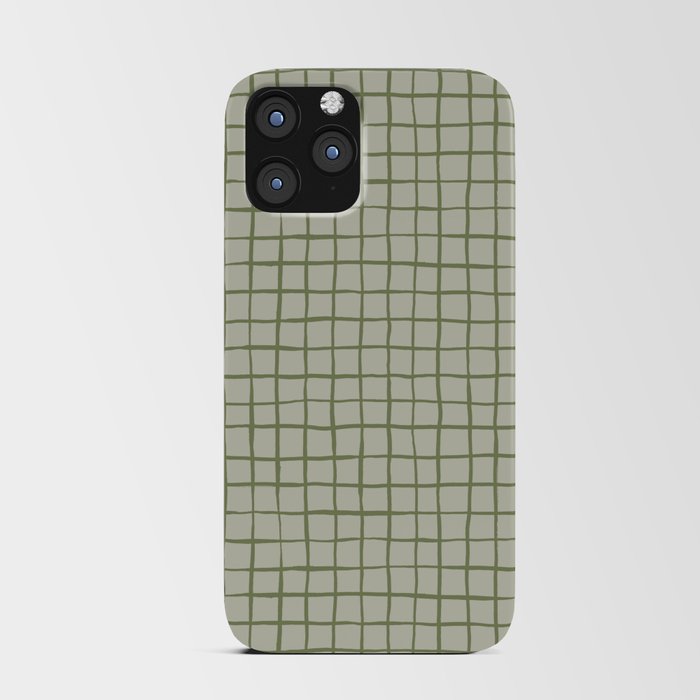 Grid check sage green iPhone Card Case
