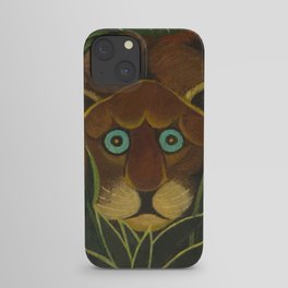 Lioness peers out of the jungle and grasses, circa 1890, oil on canvas print by Henri Rousseau iPhone Case
