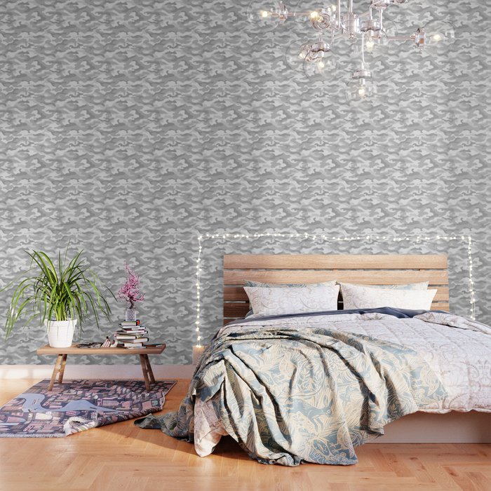 Camouflage Grey And White Wallpaper