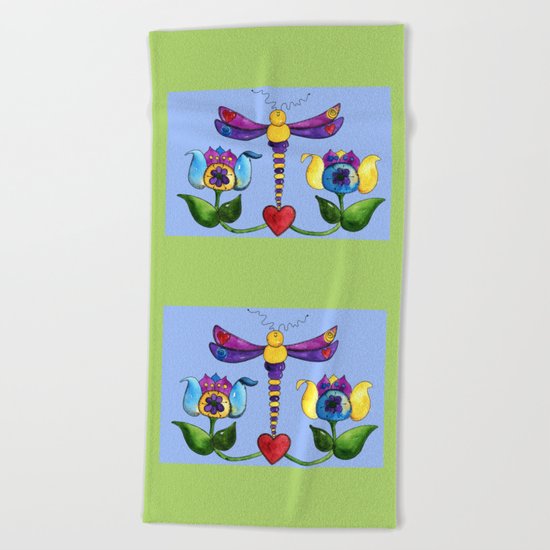Dragonfly Love Beach Towel