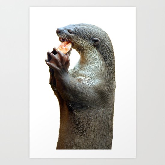 Smooth Coated Otter Eating Fish Art Print