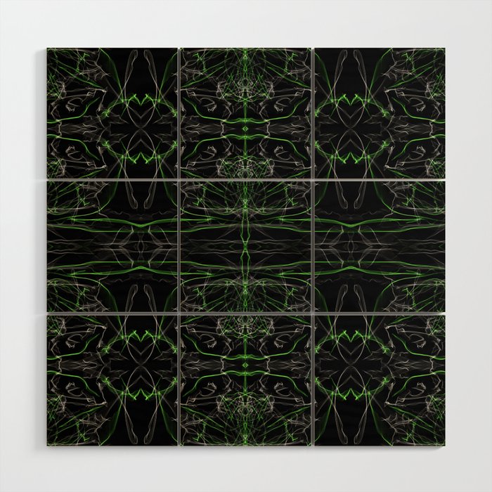 Liquid Light Series 8 ~ Green & Grey Abstract Fractal Pattern Wood Wall Art