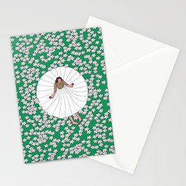 Girl in Flower Field Stationery Cards