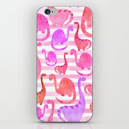 Watercolor Dinosaur Stripe Pink iPhone Skin