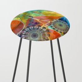 Amused Colorful Abstract Mandala Art Counter Stool