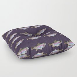 Rainbow Trout Drawing  Floor Pillow