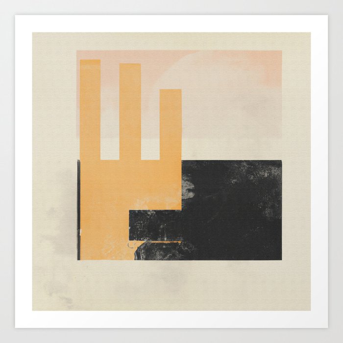 Minimal Abstract mixed-media piece in beige and black colors Art Print