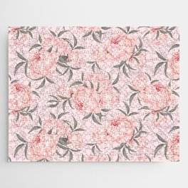 Pink on Pink Peony Vintage Flowers Jigsaw Puzzle