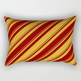 [ Thumbnail: Goldenrod & Maroon Colored Lines/Stripes Pattern Rectangular Pillow ]