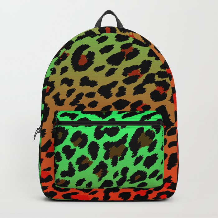 Green/Orange Cheetah Print Backpack