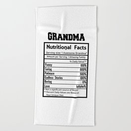 Grandma Nutritional Facts Funny Beach Towel