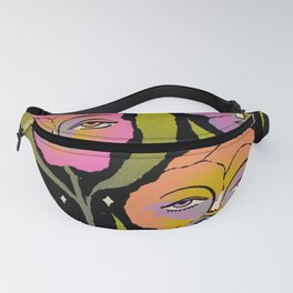 Never alone Fanny Pack | Floral, Pansies, Flowers, Moon, Bloom, Drawing, Stars, Digital, Pansy, Curated 