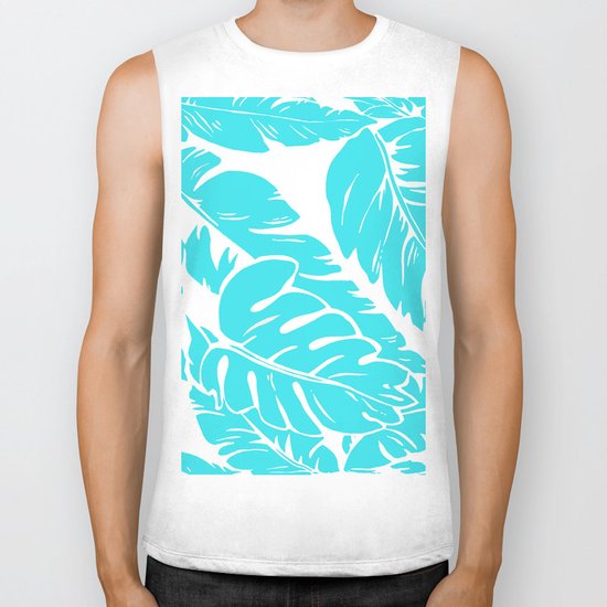 PALM LEAF BLUE Biker Tank