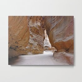Canyon Al Siq Path Leading to Petra, Jordan Metal Print