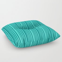 [ Thumbnail: Teal and Turquoise Colored Stripes Pattern Floor Pillow ]