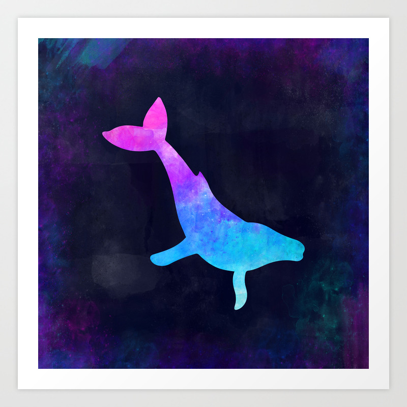 Humpback Whale In Space Animal Graphic Art Watercolor Canvas
