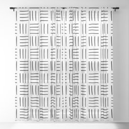 Minimalist Weave Grid Pattern (black/white) Sheer Curtain