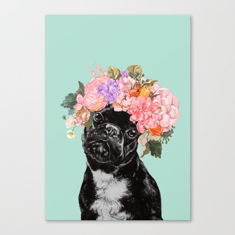 Frenchie floral crown sticker