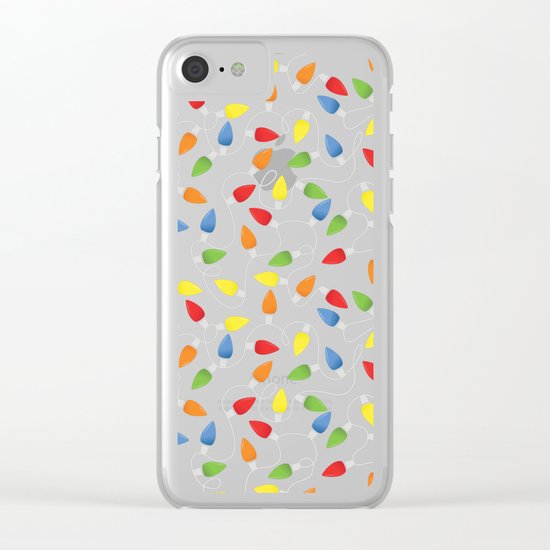 Endless Christmas Lights (On Black) Clear iPhone Case