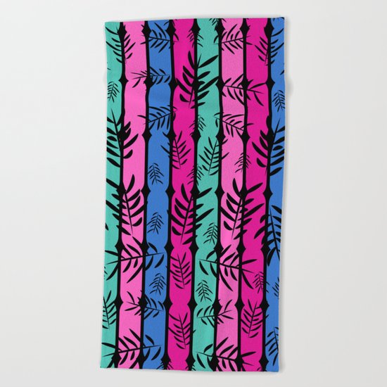 Fall over colorful stripes Beach Towel