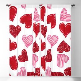 Trendy Red Pink Watercolor Geometric Valentine's Hearts Blackout Curtain