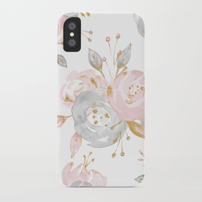 roses gold glitter pink by nature magick iphone case