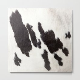 Black and White Cowhide, Cow Skin Print Pattern Metal Print