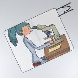 Biomedical scientist with microscope Picnic Blanket