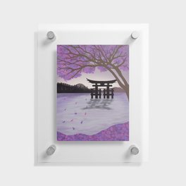 Japanese Torii Gate, Lake Landscape Floating Acrylic Print