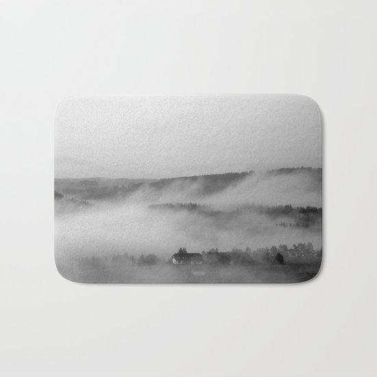 Landscape with fog Bath Mat