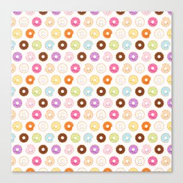 Happy Cute Donuts Pattern Canvas Print