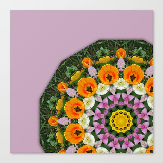 Tulips Nature, Flower-Mandala Canvas Print