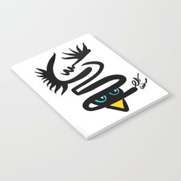 Abstract Snake Bird Minimal Style Line in Black and White and Color Notebook