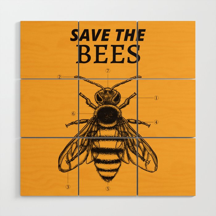 Save the bees Wood Wall Art
