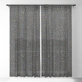 Colorful Sprinkles Jimmies on Black Background Playful Simple Pattern Sheer Curtain