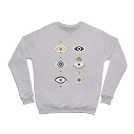 Evil Eye Collection on White Crewneck Sweatshirt