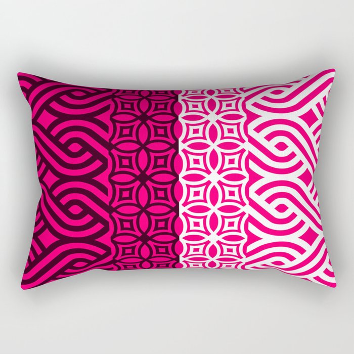 Hot Pink Plait Pattern on Black and White Rectangular Pillow