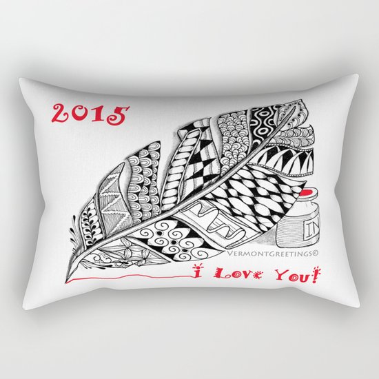 I love you 2015 Zentangle Illustration Rectangular Pillow