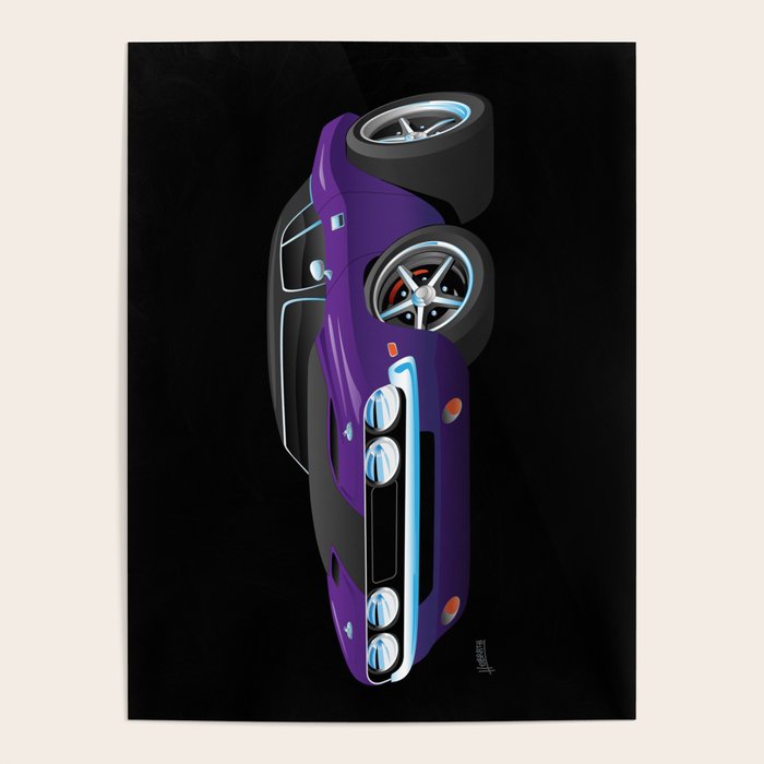 Classic Muscle Car Cartoon Poster by hobrath Society6