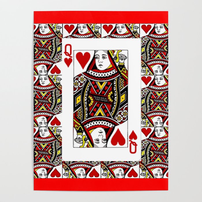 Red Queen Of Hearts Playing Cards Artwork Poster By Sharlesart Society6