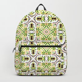Tropical Botanical Tile , Geometric Bright Lime and Yellow Fruits and Florals Backpack